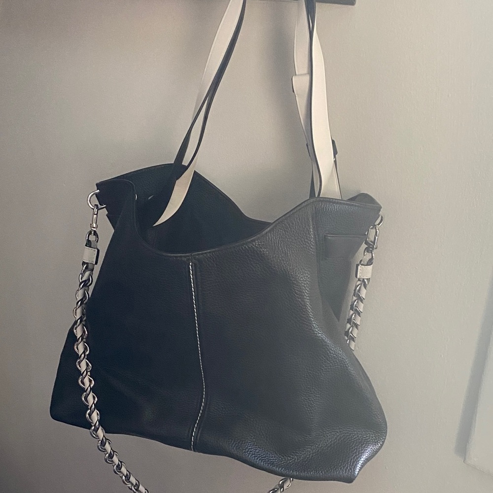 Michael Kors Black Leather Shoulder Bag with Chain Strap